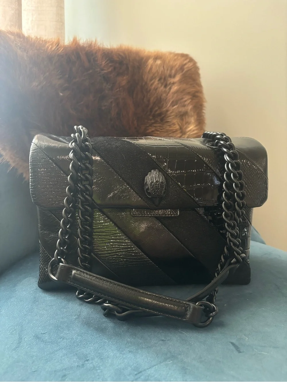 Kurt Geiger Black Kensington Quilted Chain Shoulder Bag NWOT